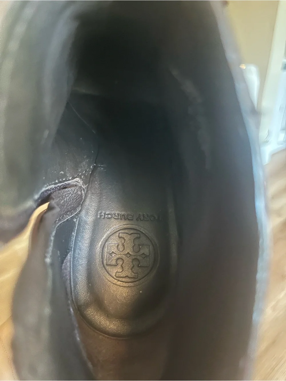 Tory Burch Dark Brown Suede Wedge Ankle Boots with Gold Logo